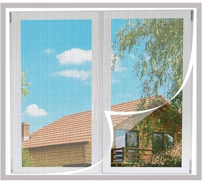Zanzariere per Finestre, Zanzariera in Tessuto per Porte e Finestre, Zanzariera per Finestre in Fibra di Vetro Autoadesiva, Zanzariere Grandi 115x100 cm, Bianco