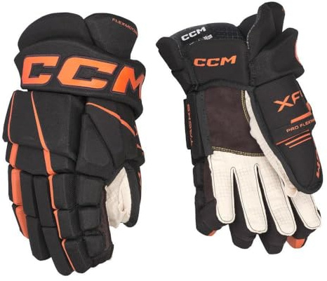 CCM Tacks XF80 Senior Eishockey Handschuhe (Schwarz/Orange, 14 Zoll)