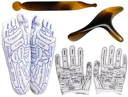 1 Paar Akupunkt-Massagesocken, 2 Massagegeräte, 1 Paar Massagehandschuhe, Fußmassage-Set, Akupunkt-Ziehsocken-Handschuhe, elastische Massagehandschuhe
