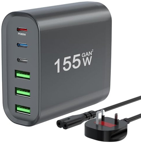 USB C Fast Charger Block 155W GaN charger 6 Port Charging Station Hub USB C charger USB c Charging Station usb c Laptop Charger for Macbook Pro Air iPad iPhone