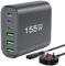 USB C Fast Charger Block 155W GaN charger 6 Port Charging Station Hub USB C charger USB c Charging Station usb c Laptop Charger for Macbook Pro Air iPad iPhone