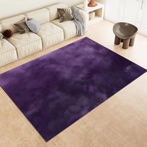 Großer Teppich 120x170cm, Luxuriös Superweich Waschbarer Teppich Kurzflor rutschfest Dark Fantasy Stil Lila Linien, Vintage Teppich für Korridor Wohnzimmer, Schlafzimmer Dunkellila