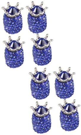 ULTECHNOVO 8stücke Crown Shaped Tire Valve Caps Kreative Glänzende Ventilkappen Für Auto Fahrrad Universelles Zubehör Blau Schützt Vor Und Korrosion