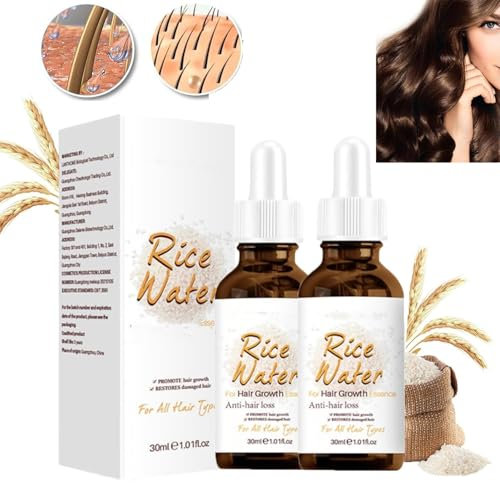 Lanthom Rice Water Hair Serum,Rice Water Serum,Rice Water Shampoo and Conditioner,Moisturizing,Nourishing and Smooth Hair (2 Pcs)