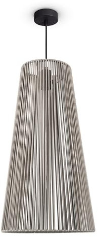 Paco Home LED Pendelleuchte Wohnzimmer Pendellampe Hängeleuchte Esszimmer Küche Deko Vintage Korboptik Boho Natur E27, Lampenart:Pendelleuchte, Farbe:Schwarz 9