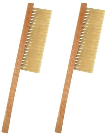 FSSTUD Bienenbürste mit Holzborsten, Bienenstockbürste, Holzgriff, Bienenbürste, zweireihig, Bienenkehrbürste, Imkerausrüstung, Werkzeuge, 2 Stück