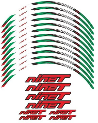 FQYZJDCZ Motorrad Rad Aufkleber für BMW R nineT Racer 2017-2019, Radstreifen Aufkleber Vorne Und Hinten Motorrad ZubehöR,2-Green