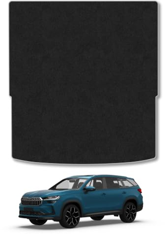 Skoda Kodiaq (2024+) Carpet Boot Mat | Grey Edge Trim Tailored Fit Boot Liner Full Coverage Protection Accessories Easy Clean Anti Slip Made in the UK