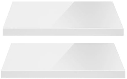 eSituro Wandregal 2er Set, Regal Wand weiß Hochglanz, Hängeregal, Schweberegal, Regalbrett Bücherregal zum Aufhängen, Wandboard für Wohnzimmer Küche Arbeitszimmer Badezimmer, 60x22.9x3.8 cm