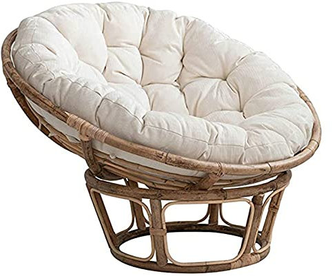 Rundes Papasansesselkissen, dickes Nest-Sitzkissen für Innenbereich, Balkon, Schaukel, Korb, Kissenbezug, Weiß, 80 x 80 cm
