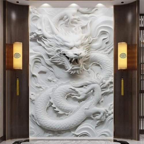ZEZILE Custom Photo Wallpaper 3D Relief Chinese Dragon Totemic Mural Wall Painting Living Room Entrance Corridor Wall Home Decor