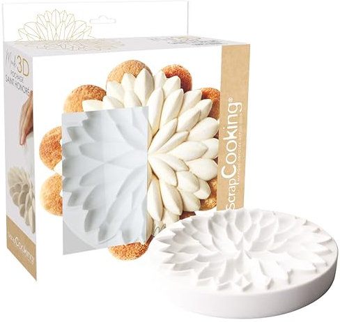 ScrapCooking - Moule Dessus de Tarte & Entremets « Saint-Honoré » - Moule Silicone 3D en Relief - Ø21 x 2,5 cm - Pour Gâteaux Anniversaire, Pâtisseries - Qualité Professionnelle - Avec Recette - 2896