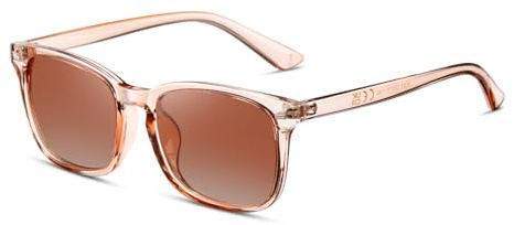 TIANYESY Polarised Sunglasses Mens Womens - Rectangle Designer Black UV Protection Ladies Sun Glasses for Driving Fishing Outdoor (Tea frame/double tea lens)