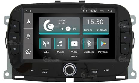 JF Sound - Autoradio X7C per Fiat 500 (dal 2015) - Display HD 7 - CarPlay e Android Auto via cavo - Bluetooth - Radio DAB+ - Prodotto in Italia