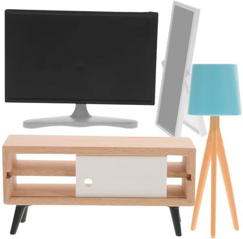 Sosoport 1Ensemble Miniature De Miroir Et Meuble TV pour Maison De Accessoires De Décoration De Salon