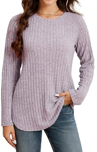 Enmain Maglioni Donna Invernale Elegante Manica Lunga Felpa Leggera Girocollo Maglia Lunga Donna per Leggings Pullover Taglie Forti Loose