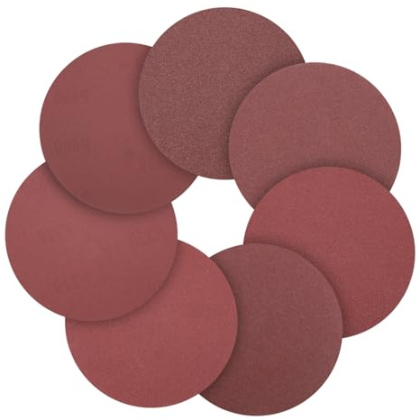 CoCud 50 Stück Schleifbänder 180mm 7 Zoll Schleifscheibe 40/60/80/100/120/150/180/240/320/400 Körnung Rund Klett-Schleifpapier für Exzenterschleifer Automobil Auto