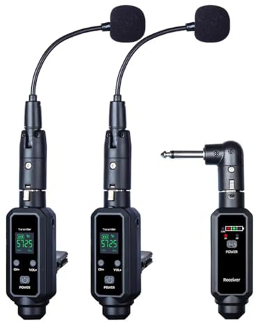 Fangxuee For Stage Performance UHF Wireless Saxophone Clip-on Microphone System Radio Microphone for Professional Instruments One and Two