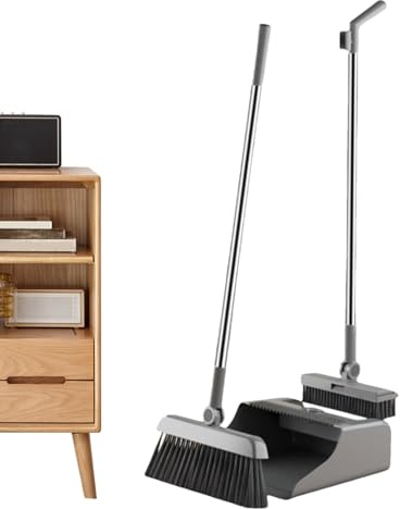 Broom with Dustpan Combo Set,3 Piece Rust Proof Sweeping Duster | Kitchen Broom and Dustpan Set | for Home Kitchen Apartment Indoor Outdoor Floor Dorm Garage
