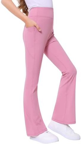 ANTLOOWW Legging De Sport pour Filles Leggings éVaséS pour Filles avec 2 Poches pour Enfants Leggings éVaséS éLastiques pour Le Jogging, L'EntraîNement