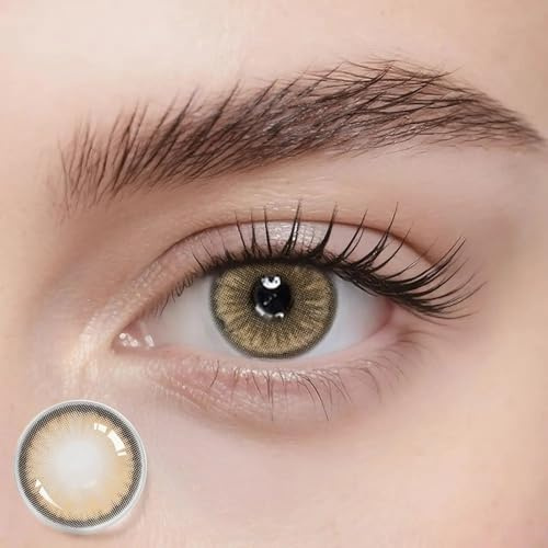 Freshlens Braune Kontaktlinsen ohne Stärke – Natürliche Jahreslinsen Braun Gold mit weichem Farbverlauf – Strahlender Brown Eyes Effekt – 14.5 mm – Dawn Brown