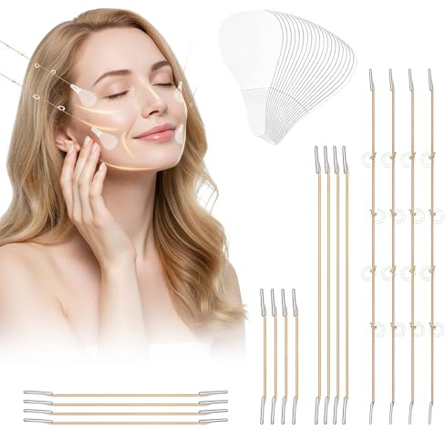 Encuryna Facelifting Tape Set, 80 Stück Face Tapes & 4 Hebeseile für Sofortige V, Face Lifting Tape, V-Form Instant Faces, Neck and Eye Lift, Neck and Eye Lift