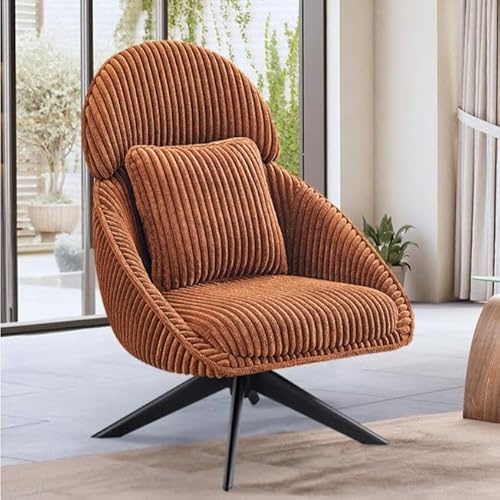 Ckaff Loungesessel Sessel Wohnzimmer 360°Drehbar, Ohrensessel Armlehnstuhl Polsterstuhl mit dickem Abnehmbares Wurfkissen, Lesesessel Relaxsessel für Wohnzimmer Schlafzimmer Büro, Orange