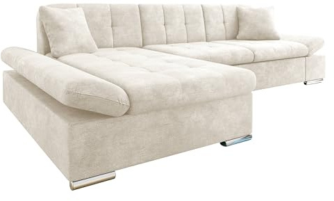 Mirjan24 Ecksofa Malwi mit Regulierbare Armlehnen Design Eckcouch mit Schlaffunktion Bettkasten L-Form Sofa Wohnlandschaft Couch v2 (Lumo 55, Ecksofa: Links)