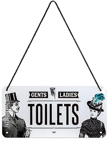 Nostalgic-Art Cartel Colgante Retro Ladies & Gentlemen Toilets – Idea de Regalo para los Fans de la Nostalgia, metálico, Diseño Vintage, 10 x 20 cm