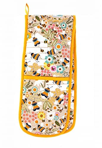 Ulster Weavers Bee Keeper Cotton Double Oven Gloves - With Cute Floral Bee Insect Animal Hand Drawn Design - 100% Cotton, Double Oven Mitts - Cooking Gifts for Bakers & Chefs - Kitchenware Range