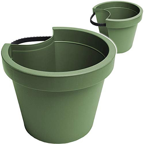 alles-meine.de GmbH Rohr & Stangen - Blumenkasten - dunkelgrün/Oliv grün grau - RUND - 24 cm - Regenrohr/Fallrohr - Geländer/Zaun - Blumentopf/Pflanzkübel/Pflanzsch..