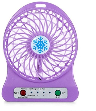 Portable Rechargeable LED Light Fan Air Cooler Mini Desk USB 18650 Battery Fan Cooler Humidifier By HOMEBABY (mini, Purple)