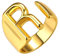 GoldChic Buchstaben Ring Initialen R Offener Fingerring aus Kupfer 18K Vergolde Damen Mädchen Alphabet Ring Initialen Offener Ring Vintage Bandring Ringgröße 51.8（16.5）- 62.1（19.8）