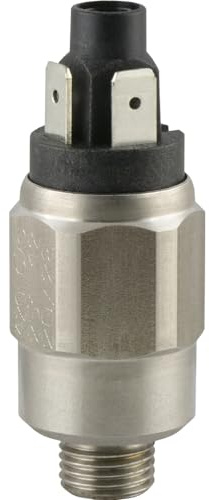 Fittingteile - Druckschalter mit Flachstecker - bis 2 bar für Hydrauliköl Druckluft Wasser (Edelstahl - Öffner/Einstellbereich: 0,5-2 bar)