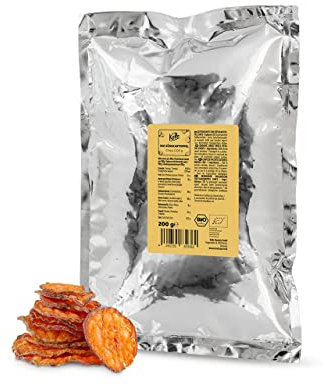 KoRo - Bio Süßkartoffelchips ohne Zusatz von Öl und Salz 200 g - Aus 100% Süßkartoffeln - Knusprige Scheiben - Ohne Zusätze