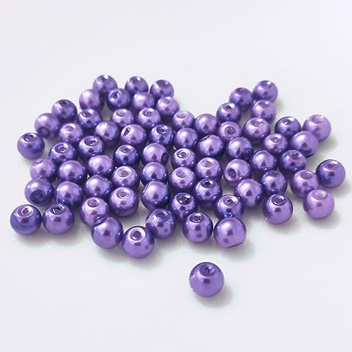 Kopper-24 (6 mm/Lila) Glasperlen - Bastelperlen aus Glas rund - 30 Farben mit Loch Perlen zum Basteln auffädeln Armbänder Traumfänger bunt Set DIY mini kleine große Kinder Bastelperlen Schmuck