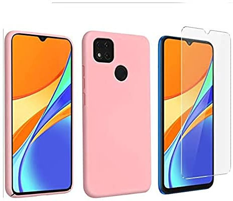 Little Boutik Coque Silicone Couleur Rose + Verre Trempe pour Xiaomi Redmi 9C / 9C NFC