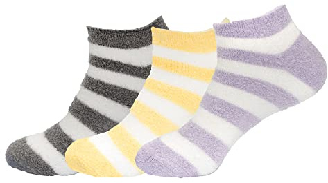BambooMN Women's Small Super Aloe Infused Fuzzy Nylon Socks - Assortment N - Small (UK Size 2-7)