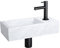 Differnz Helios Waschbecken - Waschtisch Weißer Marmor - Gerader Wasserhahn Matt Schwarz - Komplettset - 37,5 x 18,5 x 9 cm