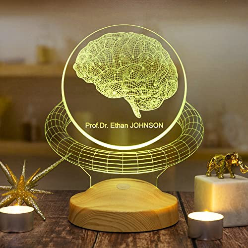 Geschenkelampe Personalisierte Geschenke 3D Led Lampe Abschiedsgeschenk für Arbeitskollegen Kollegin Artzt Krankenschwester Psychologe Zahnarzt Apotheker (Gehirn)