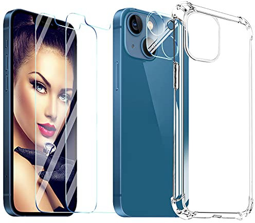 mtb more energy® Protection Bundle kompatibel mit Apple iPhone 13 mini (5.4'') - 1x Soft Armor Hülle + 2X Display-Schutzglas + 1x 3D-Kamera-Schutzglas