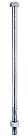 DIN 601 Sechskantschrauben | Bauschrauben 12x280 mm mit Muttern, 4.8 verzinkt, 10 Stück