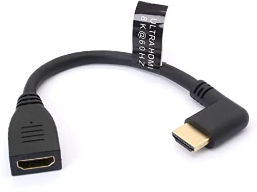 8K HDMI Verlängerungskabel, kurzes HDMI 2.1 Stecker auf Buchse, 90 Grad Winkelkabel, Hochgeschwindigkeits-48 Gbit/s-Extender-Adapter, unterstützt 8K @ 60 Hz, 4K @ 120 Hz (Down) (Right)