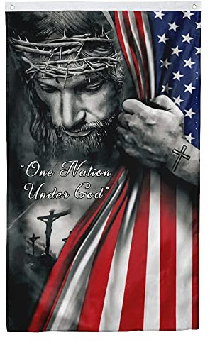 Cayyon Jesus Gott Segen Amerikanische One Nation unter Gott Flagge Banner Outdoor Indoor Dekoration Flagge 91 x 152 cm doppelt genähtes Polyester mit Messingösen (Eine Nation unter Gott)
