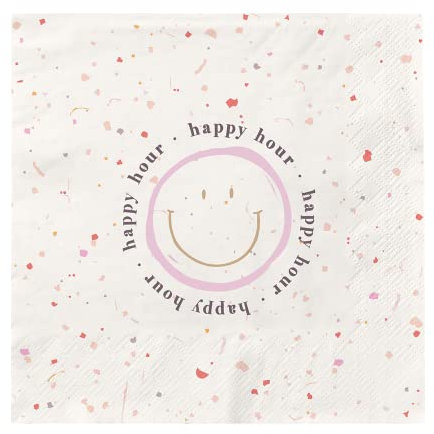 Grafik-Werkstatt Servietten mit Spruch | 20 Stück | 12,5 x 12,5 cm | bunt | happy hour, Mittel, 61778