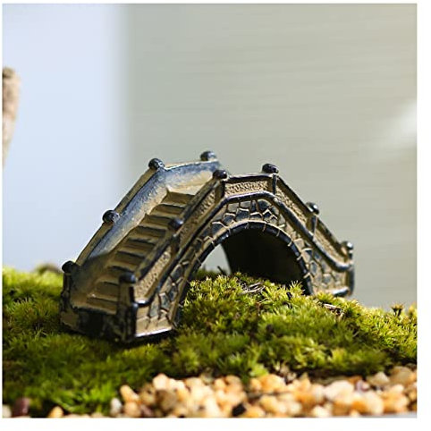 Uziqueif Mini Jardin Zen Ornement, Garden Miniatures Pagode Bateau Pont Statue de Bouddha Rocaille Sculpture Figurine - Miniature Jardin Aquarium Pot de Fleur Décoration Extérieur,Bridge
