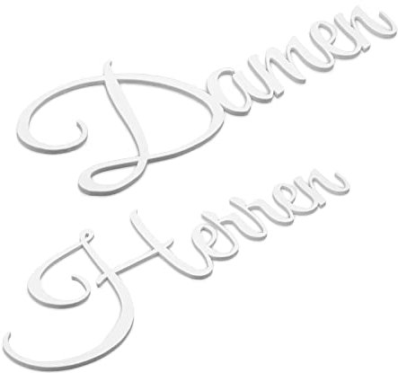 Damen & Herren Türschild Set Schriftzug Toilettenschild Selbstklebend Weiß