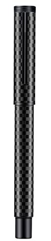 Hongdian Black Forest Pro Carbon Fiber Fountain Pen, Bent Nib for Fude Calligraphy Writing (Fine to Broad) with Converter and Metal Pen Box Set