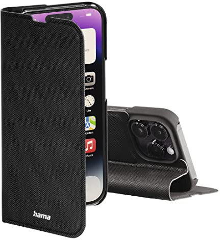 Hama Handytasche für Apple iPhone 14 Pro „Slim Pro“ (Schutzhülle mit Geldbörse 2X Kartenfach, klappbare iPhone 14 Hülle mit Magnetverschluss und Standfunktion) schwarz