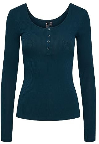 PIECES Women's Pckitte Ls Top Noos Bc Long Sleeve Shirt, Reflecting Pond, L